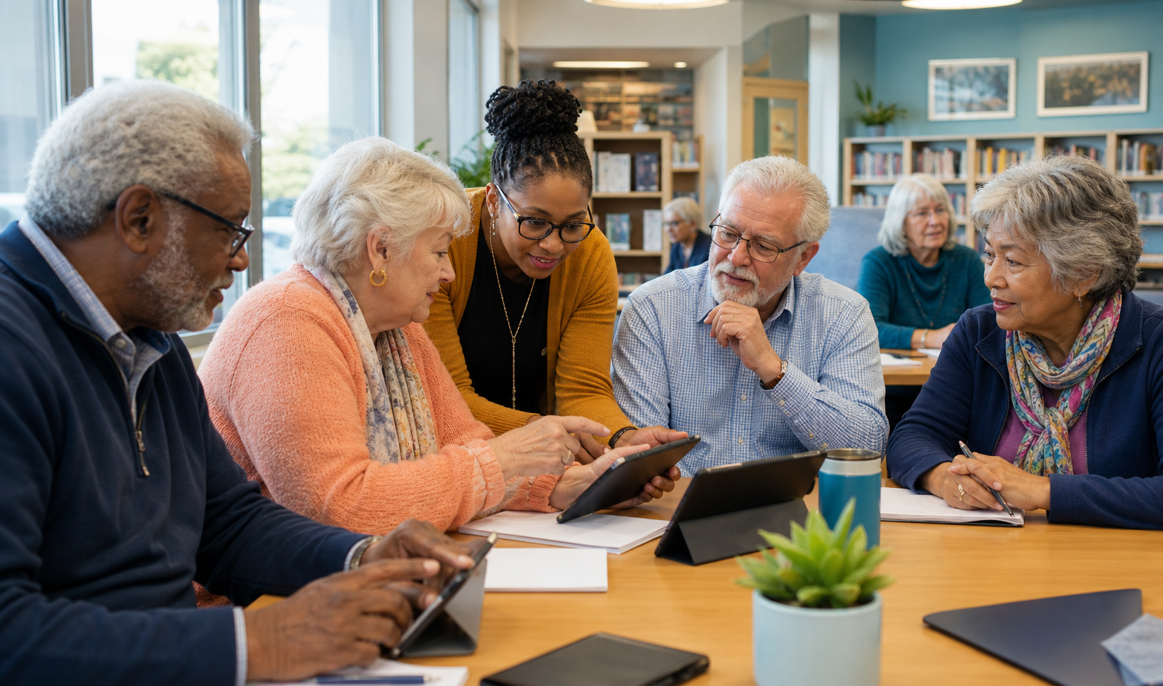 AI Marvels Seniors learners in a welcoming facilitated learning space